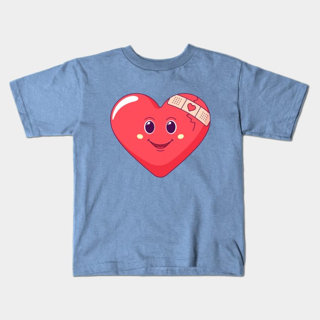 Cracked red heart with restoring patch Kids T-Shirt by DmitryMayer